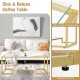 Modern 2-tier rectangular coffee table with a glass top and golden frame, perfect for living room or office use.