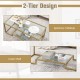 Modern 2-tier rectangular coffee table with a spacious glass top and lower shelf, ideal for living room or office use.