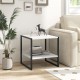 2-tier square end table in white with black frame, featuring a storage shelf and modern design for versatile use.