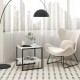 2-tier square end table in white with storage shelf, featuring a modern design for living room or office use.