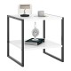 2-tier square end table in white with storage shelf, ideal for living room essentials and versatile use in modern.