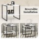 2-tier square end table in white with reversible design, featuring storage shelf for versatile living room use.
