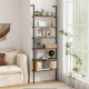 6-tier ladder shelf in oak with industrial design, perfect for displaying plants and decor in any room.