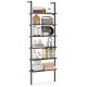 6-tier ladder shelf with oak finish, featuring ample space for decor and storage, ideal for wall-mounted display.