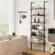 6-tier ladder shelf with oak finish, wall-mounted for storage, featuring rustic wood grain and heavy-duty construction.