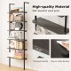 6-tier ladder shelf with oak wood grain, 72 inches tall, featuring thickened boards and easy-to-clean surface for.