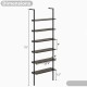 6-tier ladder shelf in oak finish, 72 inches tall, designed for wall mounting, perfect for storage and display.