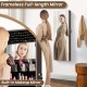 43.5-inch dark brown jewelry mirror cabinet with full-length mirror and built-in makeup mirror for versatile storage.