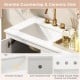 Freestanding bathroom vanity unit with a white granite countertop and ceramic sink, featuring smooth surface and.