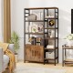 Double wide 8-tier bookshelf in rustic brown with 2-door cabinet, perfect for organizing decor and books in any room.