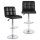 Black modern bar stools set of 2 with backrest, adjustable height, and heavy-duty metal base for versatile seating.