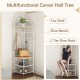 4-tier coat rack corner hall tree with shoe storage bench, featuring removable hooks and a 2-tier shoe rack for.