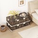 Folding stackable storage container with transparent lid, 26.5 GAL capacity, perfect for bedroom or closet organization.