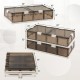 Side view of stackable storage container with transparent lid, 26.5 GAL capacity, designed for efficient under-bed.