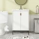 24-inch white bathroom vanity showcasing a spacious countertop and double-door cabinet, perfect for organizing.