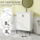 24-inch white bathroom vanity with sink combo, featuring double doors, adjustable shelf, and sturdy metal legs for.