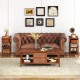 Narrow brown end table set of 2 with drawer and storage shelves, perfect for small spaces in living rooms or offices.