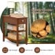 3-tier narrow end table set of 2 in brown with solid rubber wood legs, featuring a pull-out drawer for hidden storage.