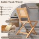 Teak wood outdoor dining chair with slatted design, reinforced X-shaped structure, and additional back support for.