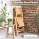 Folding teak wood patio chairs with slatted design, compact storage, and ergonomic support for outdoor relaxation.