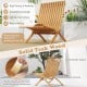 Folding teak wood outdoor lounge chair with slatted seat, ergonomic design, perfect for patio or garden relaxation.