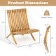 Folding teak wood lounge chair dimensions with slatted seat and backrest, supports 330 lbs, ideal for outdoor use.