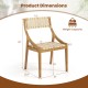 Outdoor dining chair with webbing seat, solid teak wood structure, ergonomic design, 300 lbs capacity, ideal for indoor.
