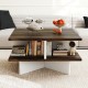 Walnut 2-tier square coffee table showcasing rustic wood grain and cross-shaped base, ideal for stylish living room.