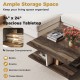 2-tier square coffee table in walnut with 4 storage compartments, perfect for organizing books and snacks in your.