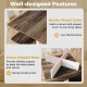 2-tier square coffee table with rustic wood grain, cross-shaped base, and 4 storage compartments for organized living.