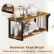 Teak wood wall-mounted floating shelf with towel bar, featuring natural wood grain and waterproof finish for versatile.