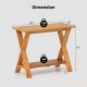 Dimensions of the 35-inch solid teak wood console table with storage shelf, showcasing its sturdy design and.