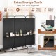 3-panel folding room divider in black with 3 metal shelves, ideal for organizing books and decorations in any room.
