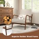 Modern accent chair with rubber wood armrests, beige sponge padded seat, ideal for living rooms and reading spaces.