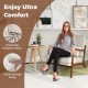 Modern accent chair with rubber wood armrests, beige fabric, and sponge filling, ideal for living rooms and reading.
