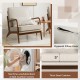 Modern accent chair with rubber wood armrests, beige removable cushions, ideal for living rooms and reading spaces.
