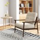 Modern accent chair with rubber wood armrests, sponge padded seat, and inclined backrest for living room comfort.