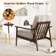 Modern accent chair with rubber wood frame, ergonomic armrests, and padded cushions for living room comfort.
