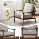 Modern accent chair with rubber wood armrests, thick seat cushion, and ergonomic design for living room comfort.