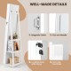 360° swivel jewelry armoire in white with magnetic catch, lockable door, and back shelves for organized storage.