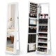 360° swivel jewelry armoire in white with full-length mirror, ample storage for jewelry and cosmetics, ideal for.