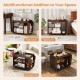 3-tier walnut side end table with universal wheels, featuring open compartments for versatile storage and easy mobility.