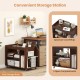 3-tier side end table in walnut with universal wheels, featuring spacious countertop and 3 open compartments for.