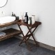 Solid teak wood tray table with removable top, featuring a sleek finish and foldable design for versatile outdoor use.