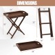 Solid teak wood tray table dimensions with removable tray top, foldable design, ideal for patio and garden use.
