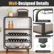 16-bottle wine rack in rustic brown with 5 tiers, glass holders, and adjustable footpads for kitchen or home bar use.
