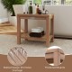Teak wood shower bench with storage shelf, featuring a slatted design for drainage and thickened boards for stability.