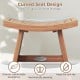 Curved seat design of the 18-inch teak wood shower bench promotes drainage and ensures comfort for bathroom use.