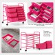 Light pink 9-drawer rolling storage cart with removable drawers and smooth rolling casters, perfect for home or office.