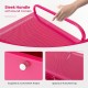 Colorful light pink 9-drawer rolling storage cart with sleek handle and spacious punched top, ideal for home or office.